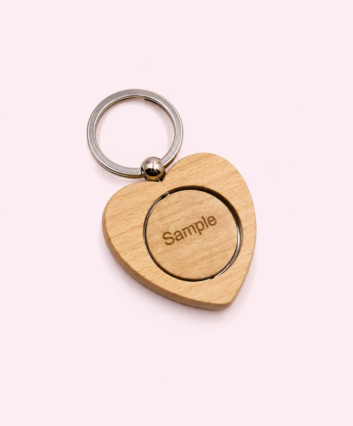 Handmade Wooden Heart Revolving Keychain