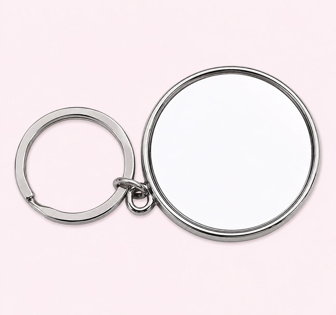 Round Silver Metal Keychain with Blank Disc & Split Ring