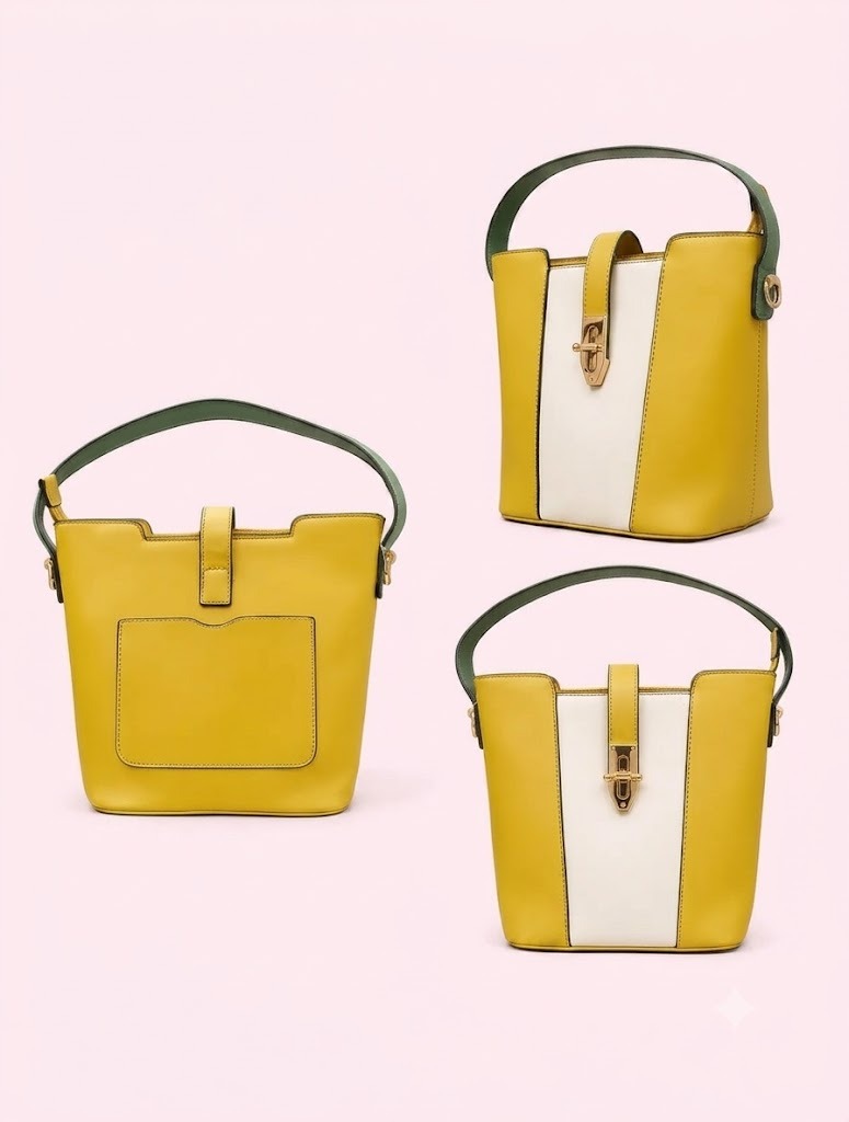 Stylish Women’s Handbag – Elegant Yellow & White Design