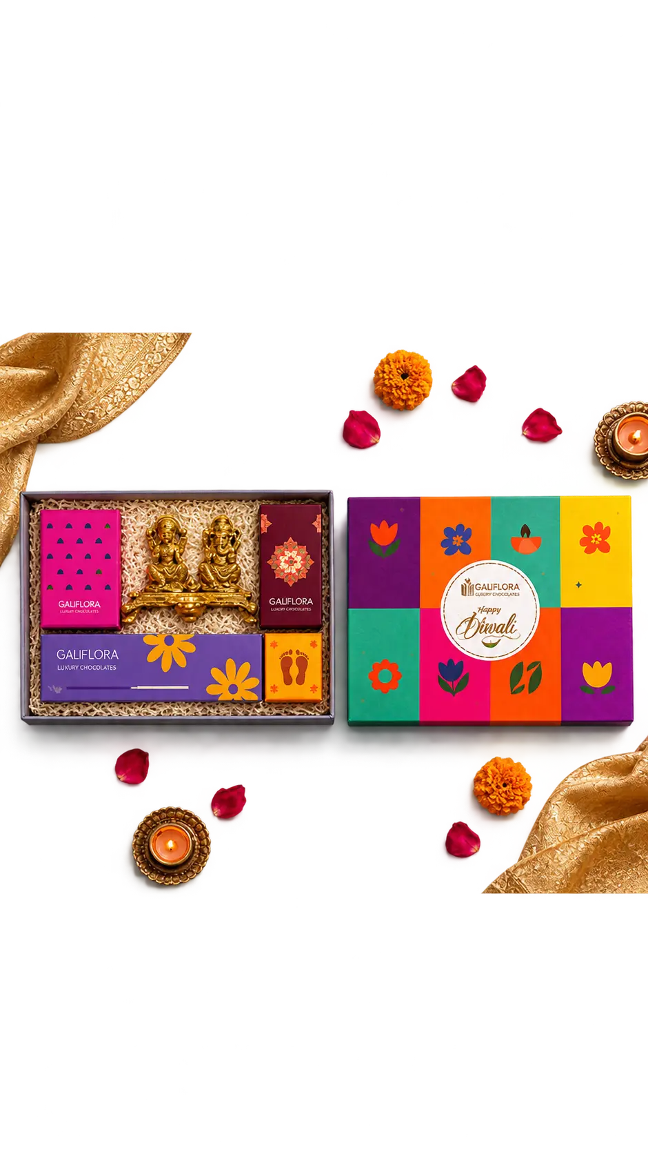 Laxmi Ganesh Idol, Incense & Rangoli Set