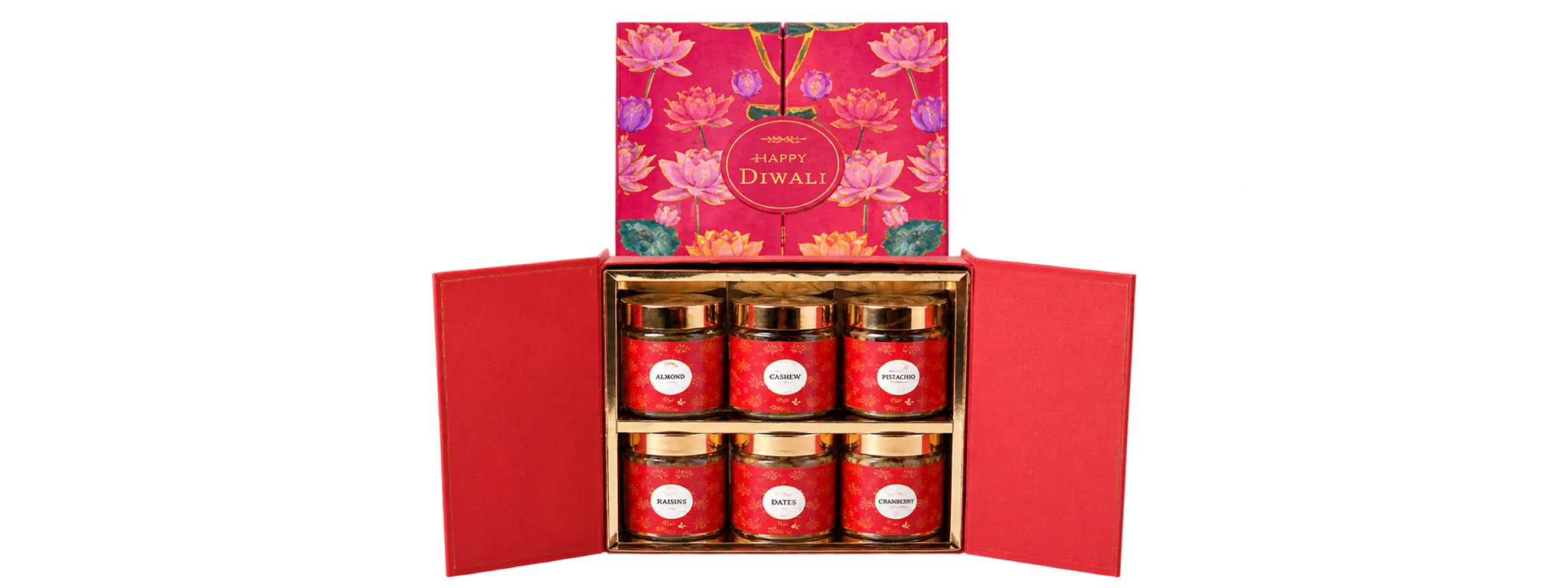 The Scarlet Bliss – 6 Jar Assorted Dry Fruit Collection